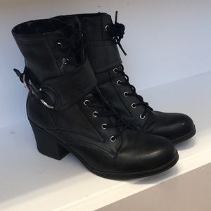 Black lace up booties